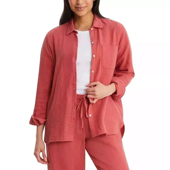 Jessica Simpson Tops - Jessica‎ Simpson Ladies' Gauze Button Front Shirt Red - Size XL